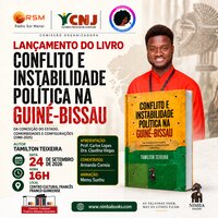 Cartaz do lançamento do livro Conflito e Instabilidade Política na Guiné-Bissau, de Tamilton Teixeira, em Bissau
